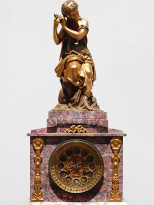 Ceas de salon - bronz si marmura roz