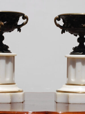 Pereche de casolete - bronz si marmura